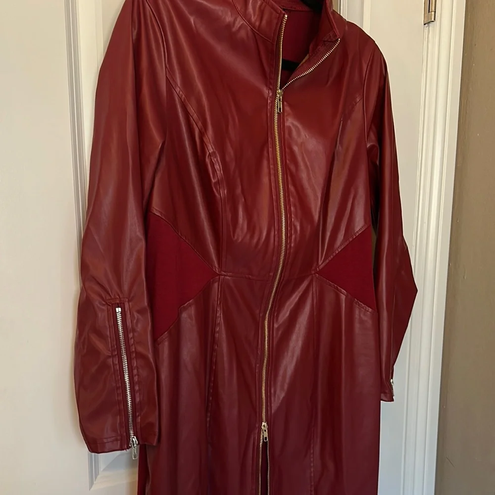 NWT- BloomChic Burgundy Pleather Dress with Gold Zipper - Picture 3 of 7